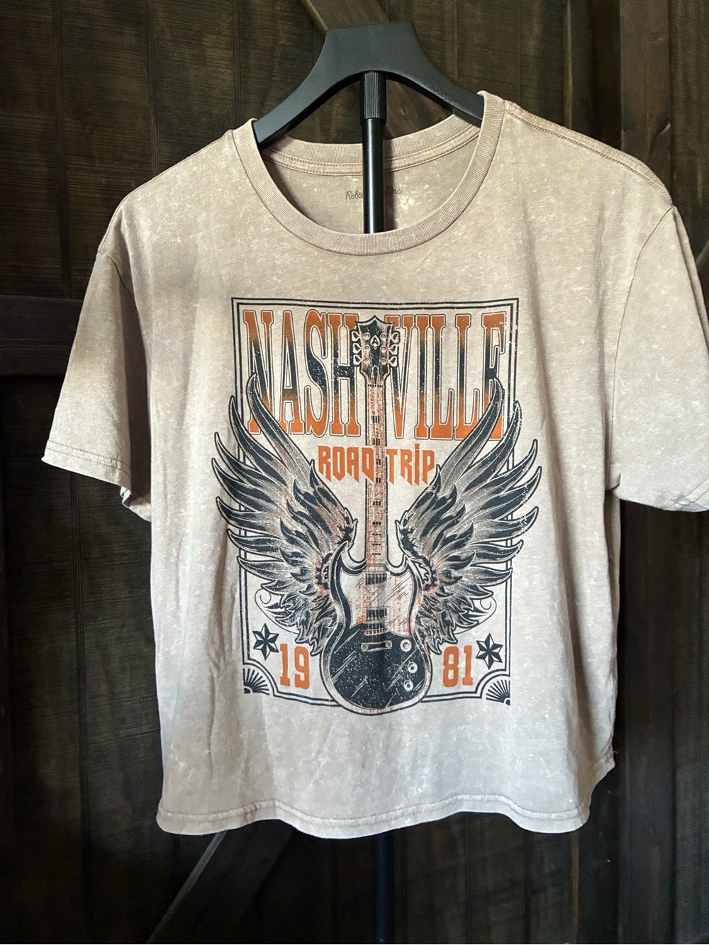 Rebellious One Beige Graphic Nashville Road Trip Tee